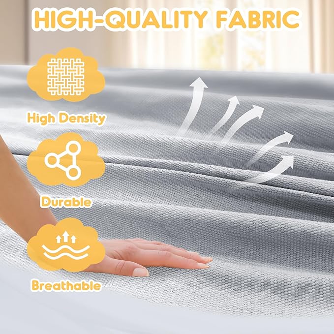 Hammock in Grey Cotton with Anti-Rollover Design, 106 x 59 Inch