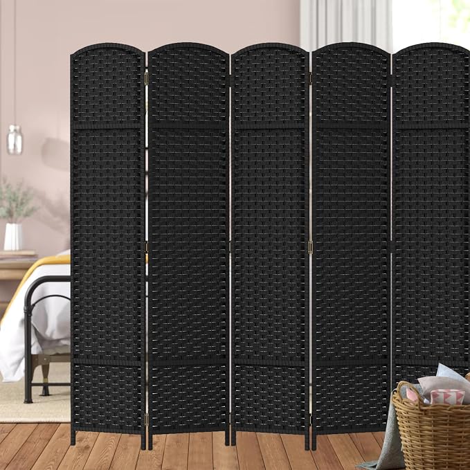 Room Divider 6 Panel Screen 5.6 Ft Tall Partition Room Dividers Black Privacy - Image 5