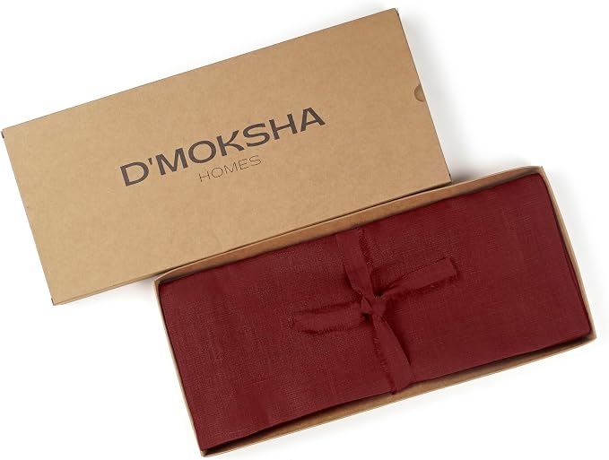 D'Moksha Homes Linen Dark Red Table Runner 132 Inches Long - Image 6