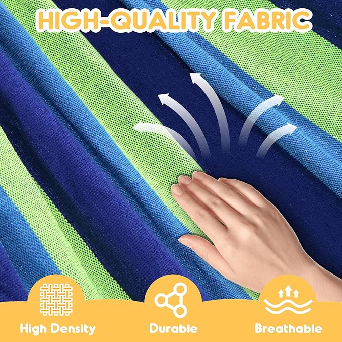 Hammock in Green Cotton with 660 lb Capacity and 106 x 59 Inch Size