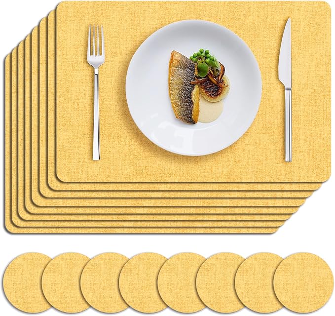 MOSAYT Placemats Set of 8, Heat Resistant Vinyl Place Mats by MOSAYT
