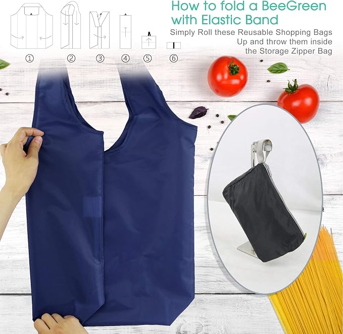 BeeGreen 12 Pack Bulk Reusable Grocery Bags Multicolor Durable Machine Washable - Image 3