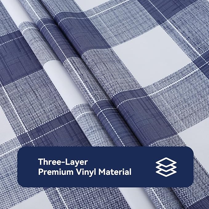 Romanstile Rectangle Vinyl Tablecloth, 100% Waterproof Oil-Proof Checkered - Image 6