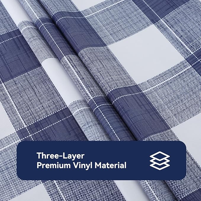 Romanstile Rectangle Vinyl Tablecloth, 100% Waterproof Oil-Proof Checkered - Image 6