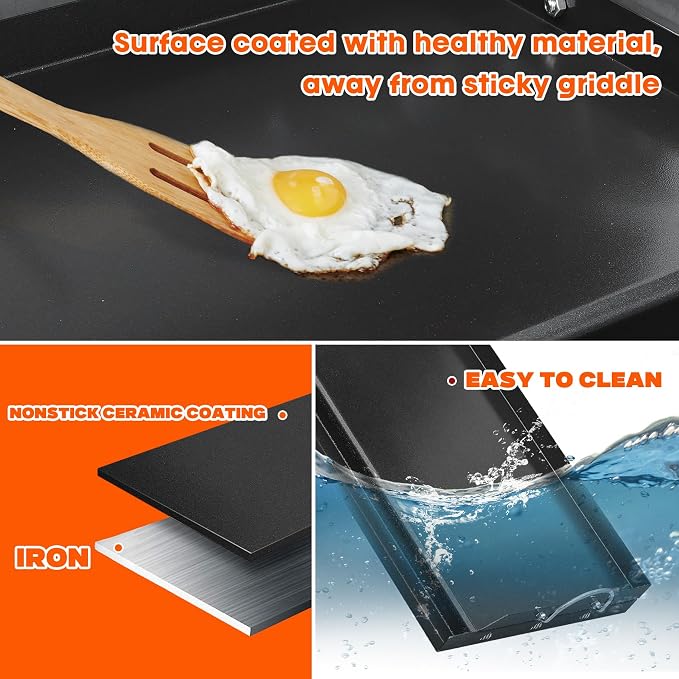 onlyfire Universal BBQ Griddle for Charcoal/Gas Grills, Ceramic Coated - Image 6