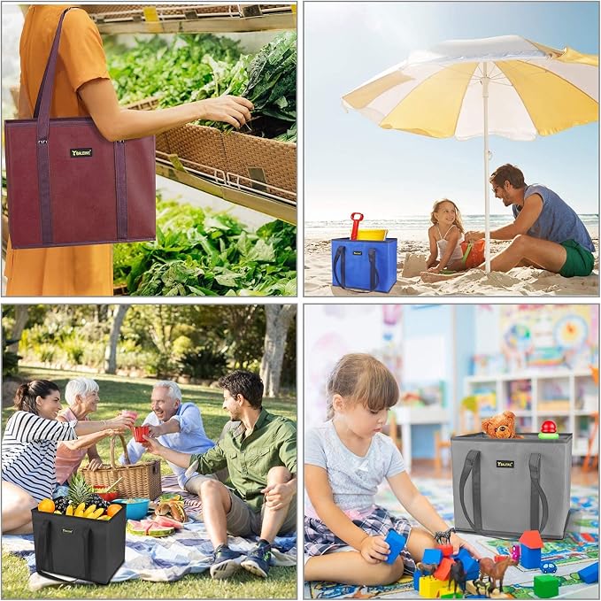 BALEINE 3Pk Reusable Grocery Bags, Foldable Shopping Bags - Image 3