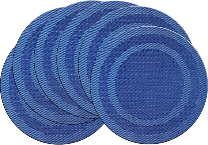 Round Placemat Set of 6 Heat Resistant Vinyl Washable Kitchen 15 inch Placemats by PIGCHCY