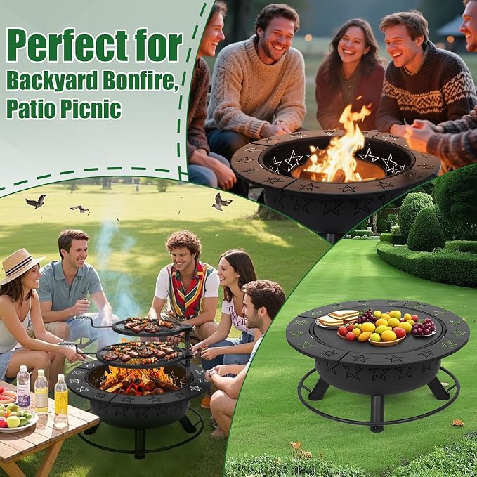32.5" 3-in-1 Fire Pit Table - Image 2