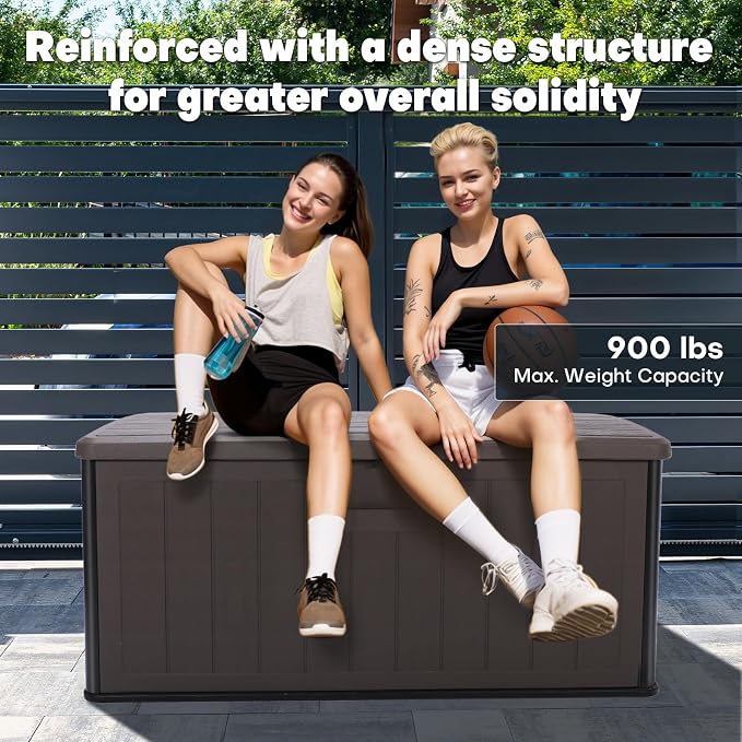 100 Gallon Deck Box, Double-Wall Construction Waterproof Outdoor Patio Storage - Image 6