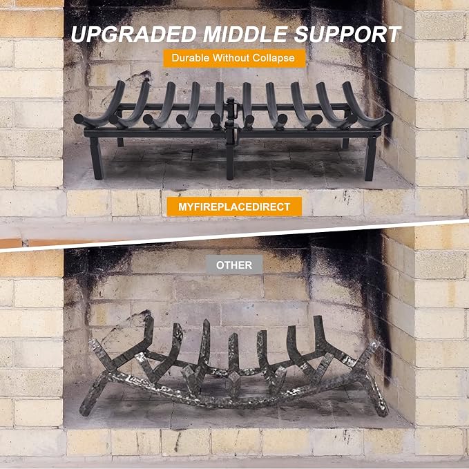 24 Inch Fireplace Grates of Metal, Solid Round Steel 3/4" Bar Grate - Image 2