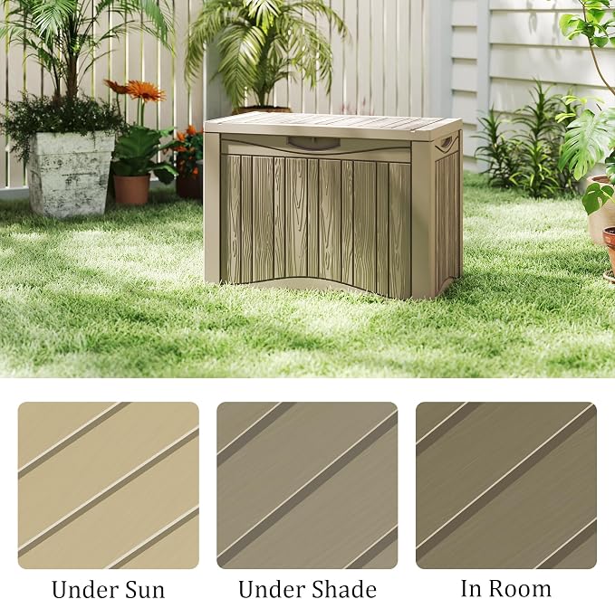 50 Gallon Outdoor Storage Box Waterproof Lockable Resin Deck Box Large - Image 8