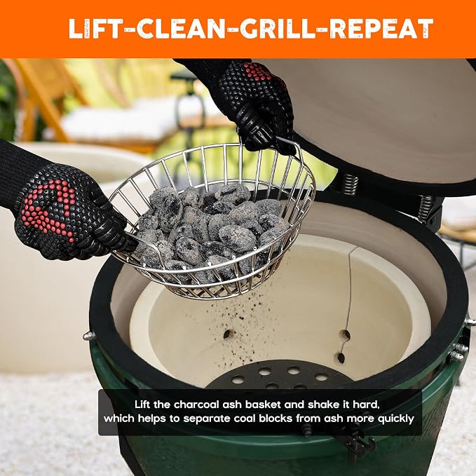 onlyfire Charcoal Ash Basket Fits Medium Big Green Egg, Stainless Steel - Image 3