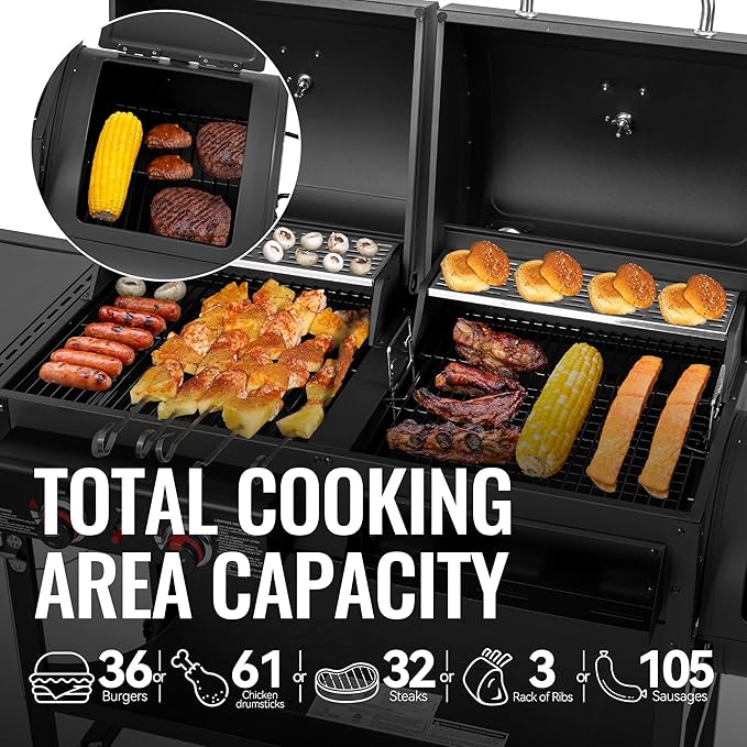 2-Burner Gas and Charcoal Combo Grill - Image 4