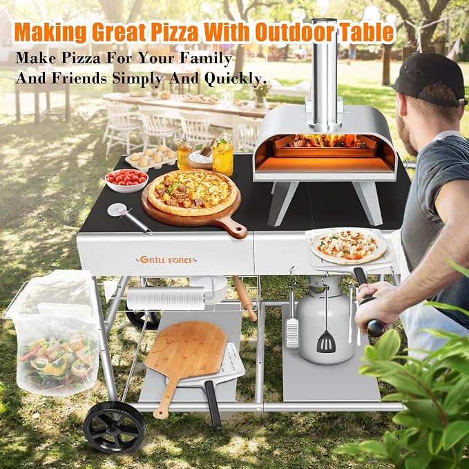 Outdoor Pizza Oven Table for Ninja Woodfire, Portable Grill Cart & Food Prep - Image 7
