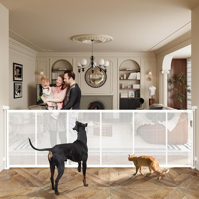 150" Extra Wide Retractable Baby Gates Dog Gate by LUVCOO