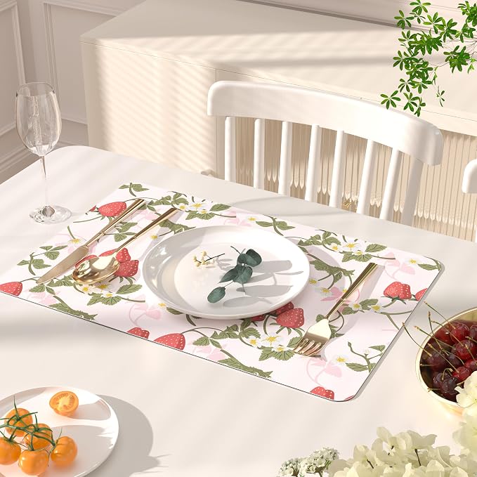 QIYI Placemats Set of 6, 12x18 Inch Faux Leather Place Mats - Image 2