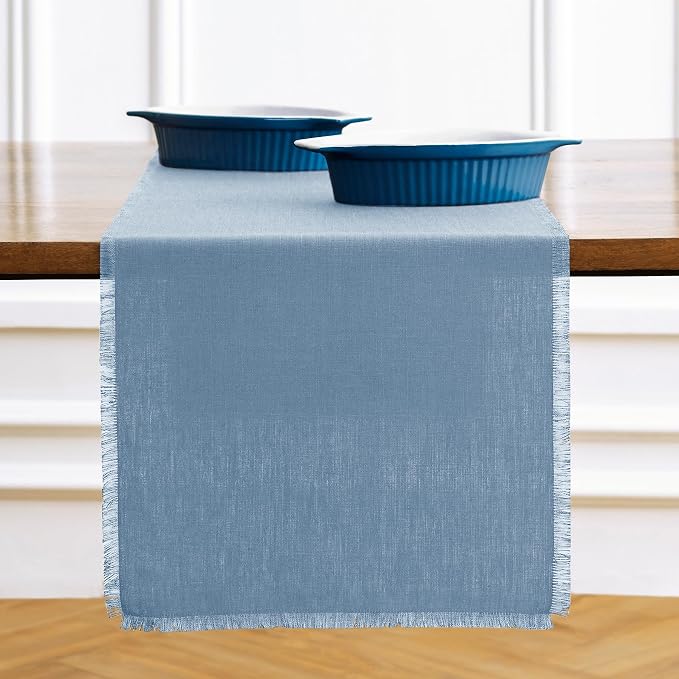 Solino Home Fringe Linen Table Runner 120 Inches Long - Image 2
