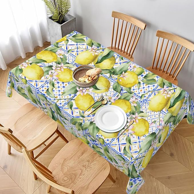 Worltoldb Lemon Tablecloths Polyester Table Cloth by Worltoldb
