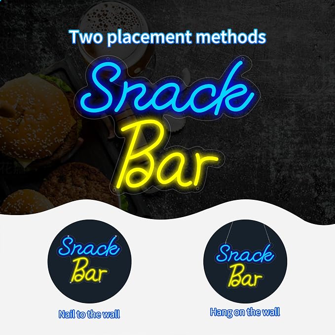 Snack Bar Neon Sign for Wall Decor, USB Powered Snack Bar Led Sign, Reusable - Image 2