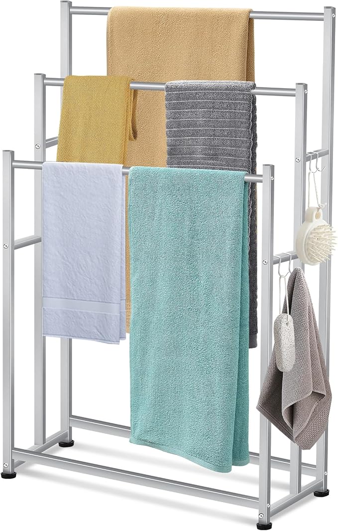 47.6 Inch Tall Free Standing Towel Racks 3 Tier Pool Towel Rack Outdoor by Inchoco