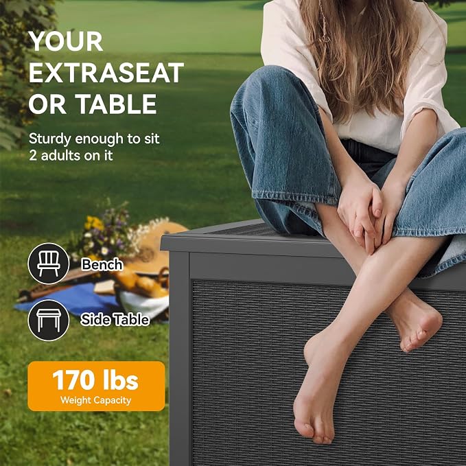 KAMABOKO 260 Gallon Outdoor Storage Box, Resin Deck Boxes Indoor and outdoor - Image 7