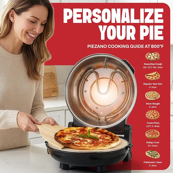 PIEZANO XL 14 Inch Extra Large Crispy Crust Pizza Oven – Family Sized Electric - Image 2