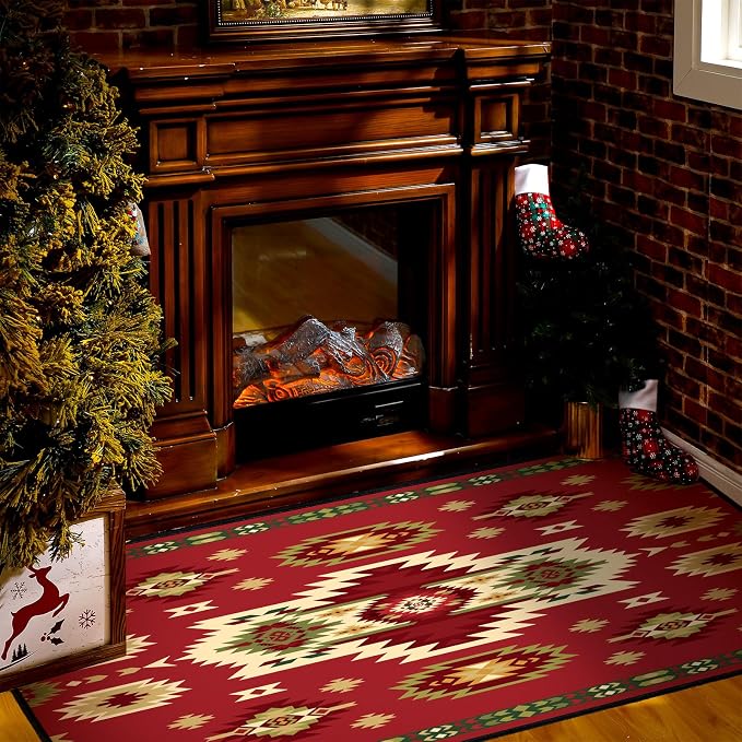 Demissle Cabin Fireplace Hearth Rug Fireplace Mats Cabin Southwestern Fireproof - Image 2