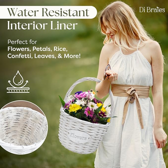 Flower Girl Basket | Handcrafted Natural Wicker Flower Baskets - Image 8