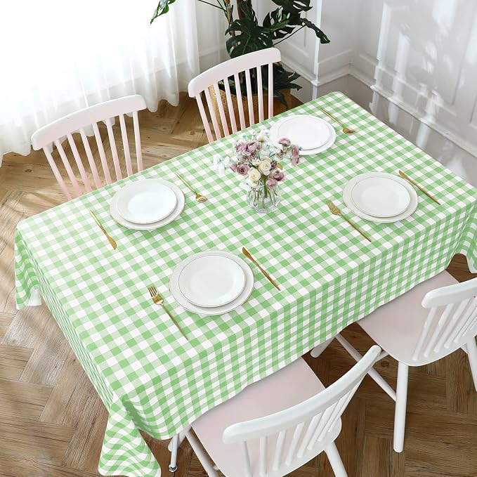 Romanstile Rectangle Vinyl Tablecloth, 100% Waterproof Buffalo Gingham Plastic - Image 5