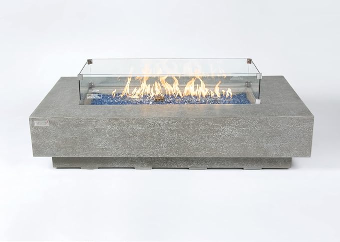 Elementi+ | Riviera Gas Fire Pit Cast Concrete 60" Rectangular Fire Table - Image 3