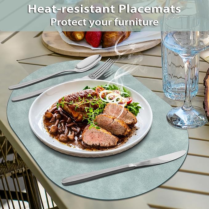 ADRIMER Placemats, Heat Resistant Oval Placemats Set of 12 Washable 12 x 17 Inch - Image 2