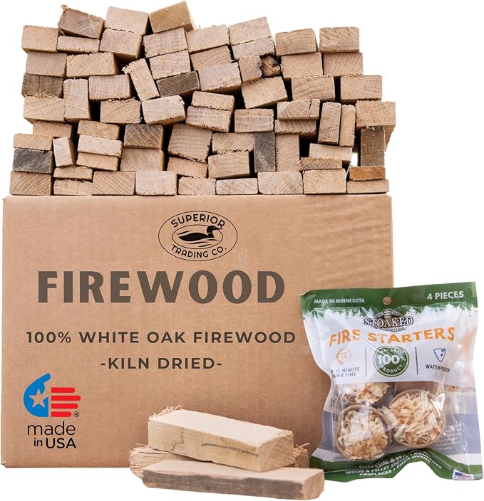 Superior Trading Oak Mini Fire Wood w/Fire Starter Pods, Winter Fireplace by SuperiorTradingCo