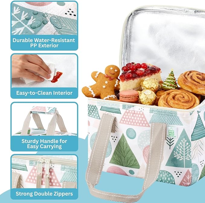 VENO 2 Pack Christmas Insulated Lunch Bag, Heavy Duty Insulated Grocery Bags - Image 5