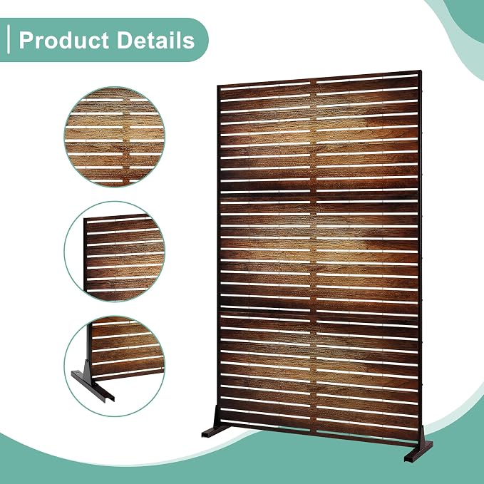 Metal Privacy Screen for Outdoor & Indoor Use, Free Standing Privacy Screen for - Image 4