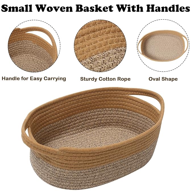 Gift Basket with Gift Bag and Ribbons, Small Rope Woven Shelf Storage, Baskets - Image 3