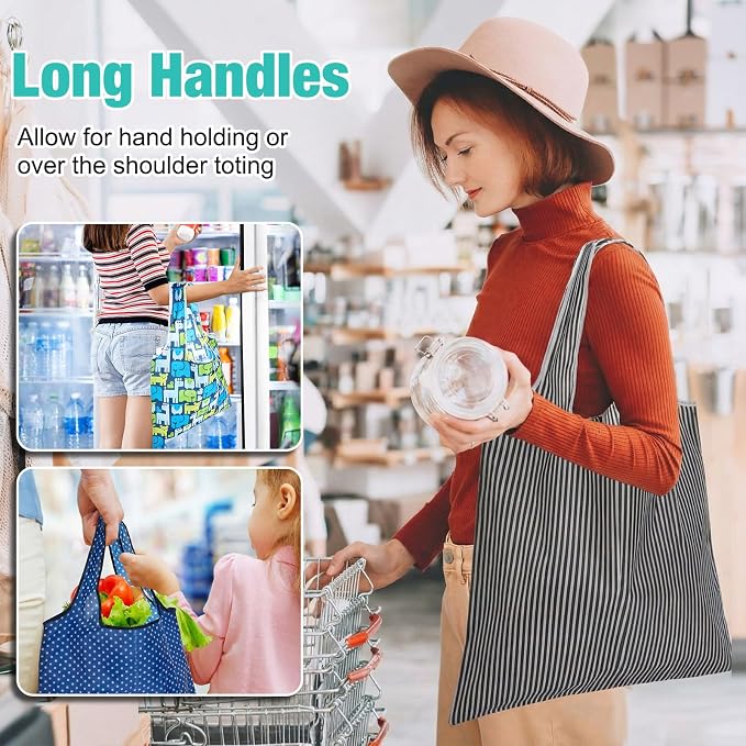 Eccliy 24 Pieces Reusable Grocery Bags Polyester Shopping Bags - Image 4