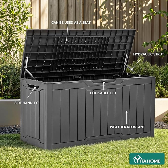 YITAHOME 80 Gallon Resin Deck Box, Weather Resistant Outdoor Storage Box - Image 3