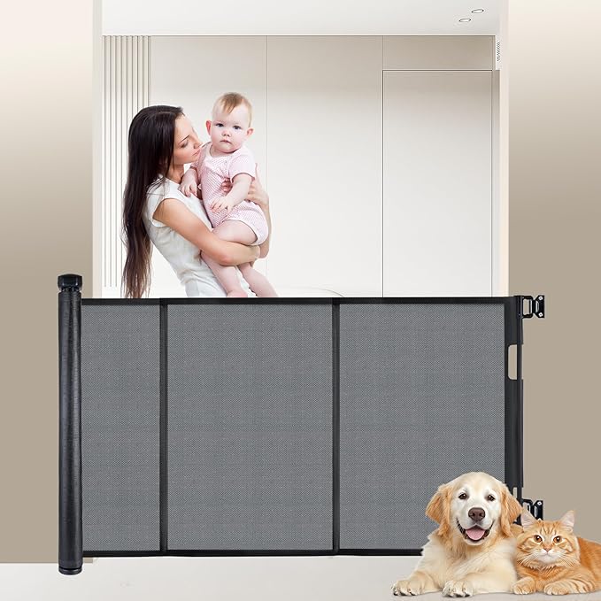 120 inches Extra Wide Baby Gate, 34 inches Tall Retractable Pet Gate - Image 8