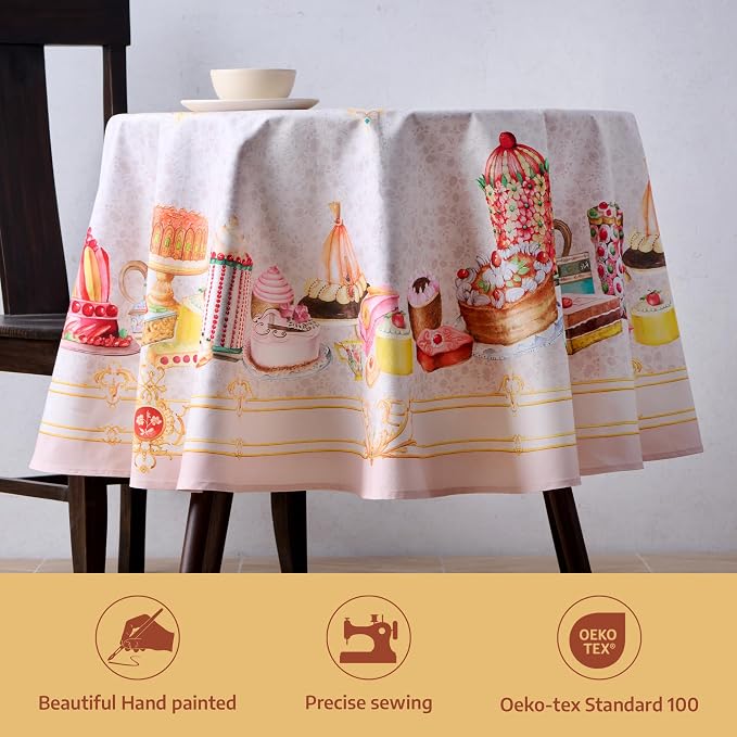 Maison d'Hermine Premium Table Cloth Round Table 100% Cotton 70 Inches - Image 2
