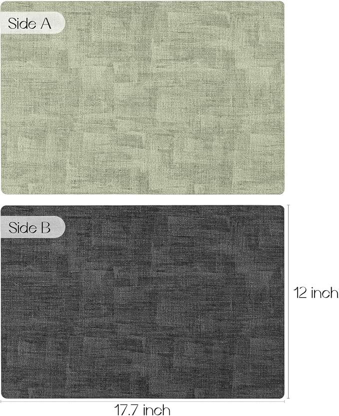 Romanstile Reversible Vinyl Placemats Set of 8, Faux Leather 100% Waterproof - Image 2
