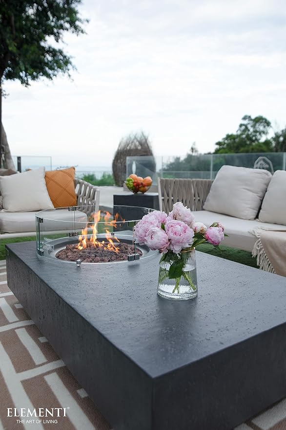 Elementi | Metropolis Gas Fire Pit Cast Concrete 56" Rectangular Fire Table - Image 3