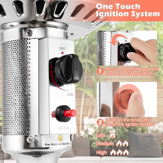 Tangkula 50, 000 BTU Propane Outdoor Heater, Patio Heater - Image 5