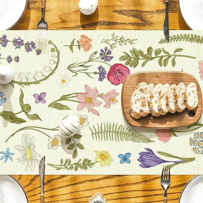 Summer Flower and Leaf Table Runner Seasonal Holiday Anniversary Indoor Outdoor - Image 3