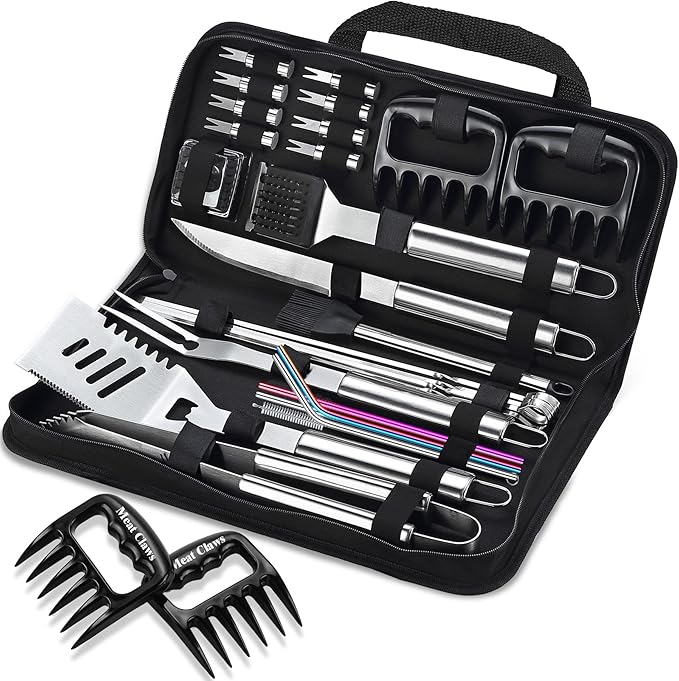 Barbecue Tool Set, 27 Piece Stainless Steel Grilling Kit with Carry Bag