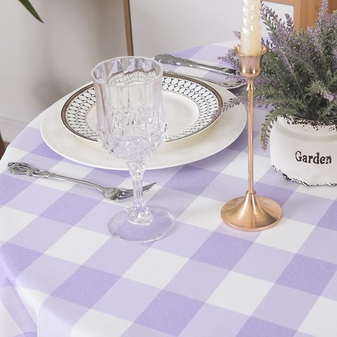 Cupuamon 2 Pack Waterproof Polyester Fabic Round Checkered Tablecloth，60 - Image 4