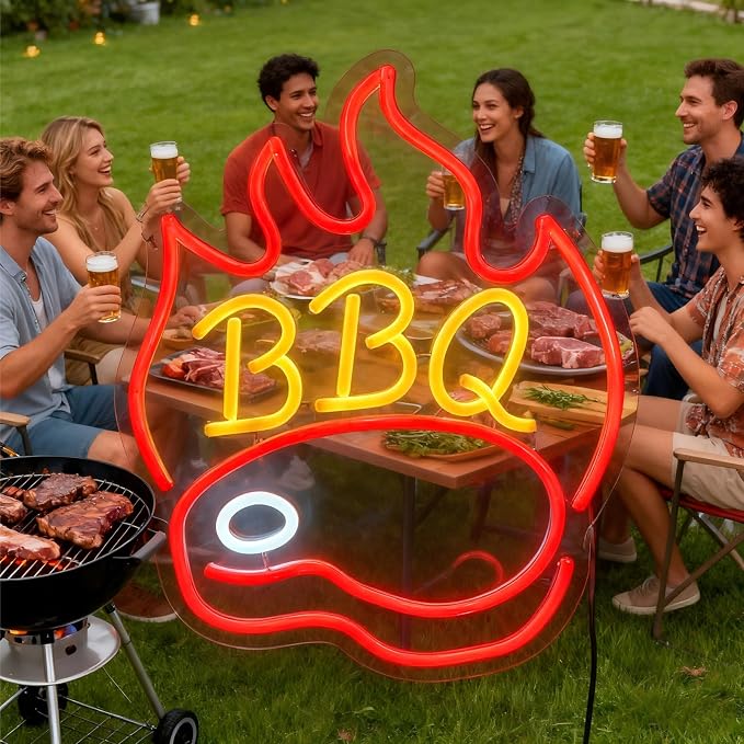 BBQ Neon Signs for Backdrop wall decor，Dimmable USB Powered, Barbecue Neon - Image 2