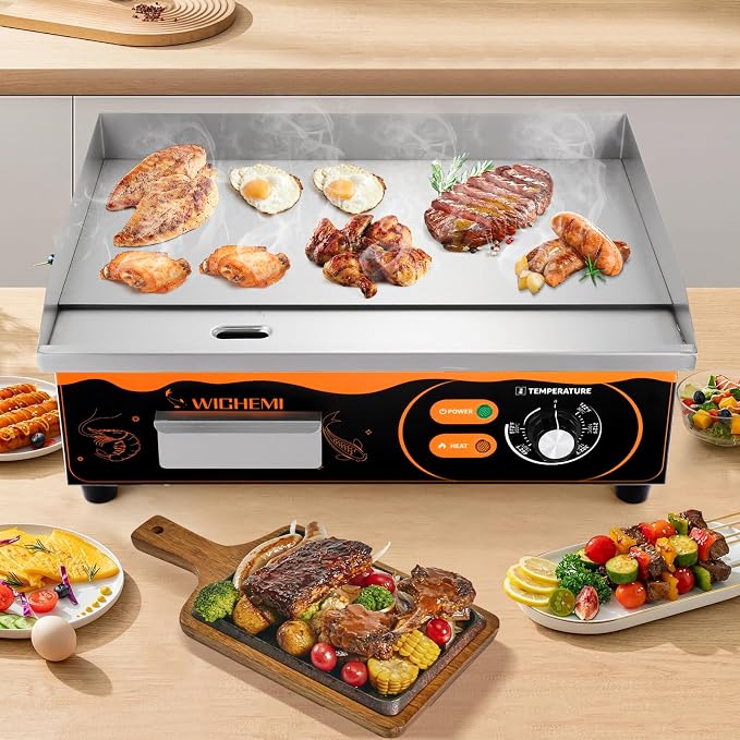 WICHEMI 22" Electric Grill Commercial Countertop Griddle Flat Top Grill Hot - Image 8