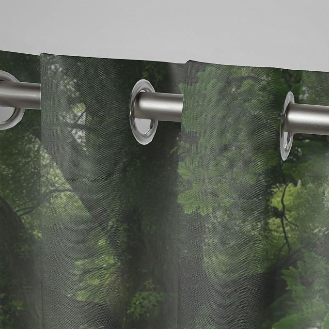 Nature Theme Outdoor Curtains for Patio Waterproof, Forest Pattern, Grommet - Image 4