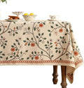 ISAENNE Designer Floral Extra Long Rectangle Tablecloth, French Linen Light by Isaennehomedecoration