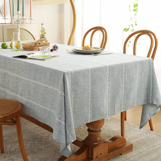 Chassic 60 x 60 inches Farmhouse Style Linen tablecloths, Wrinkle Resistant - Image 2